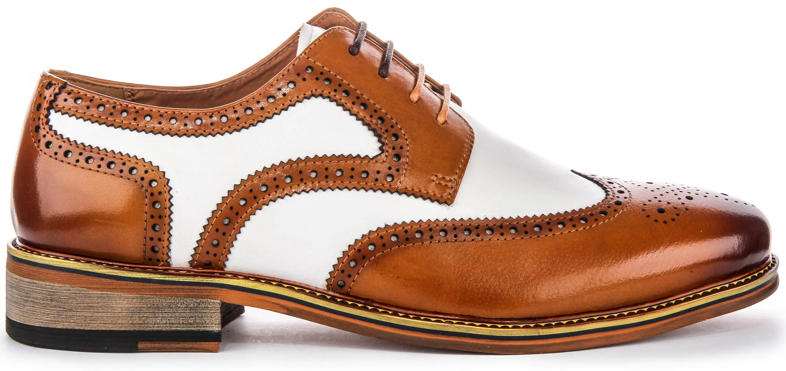 Justinreess England Brogues In Brown White For Men