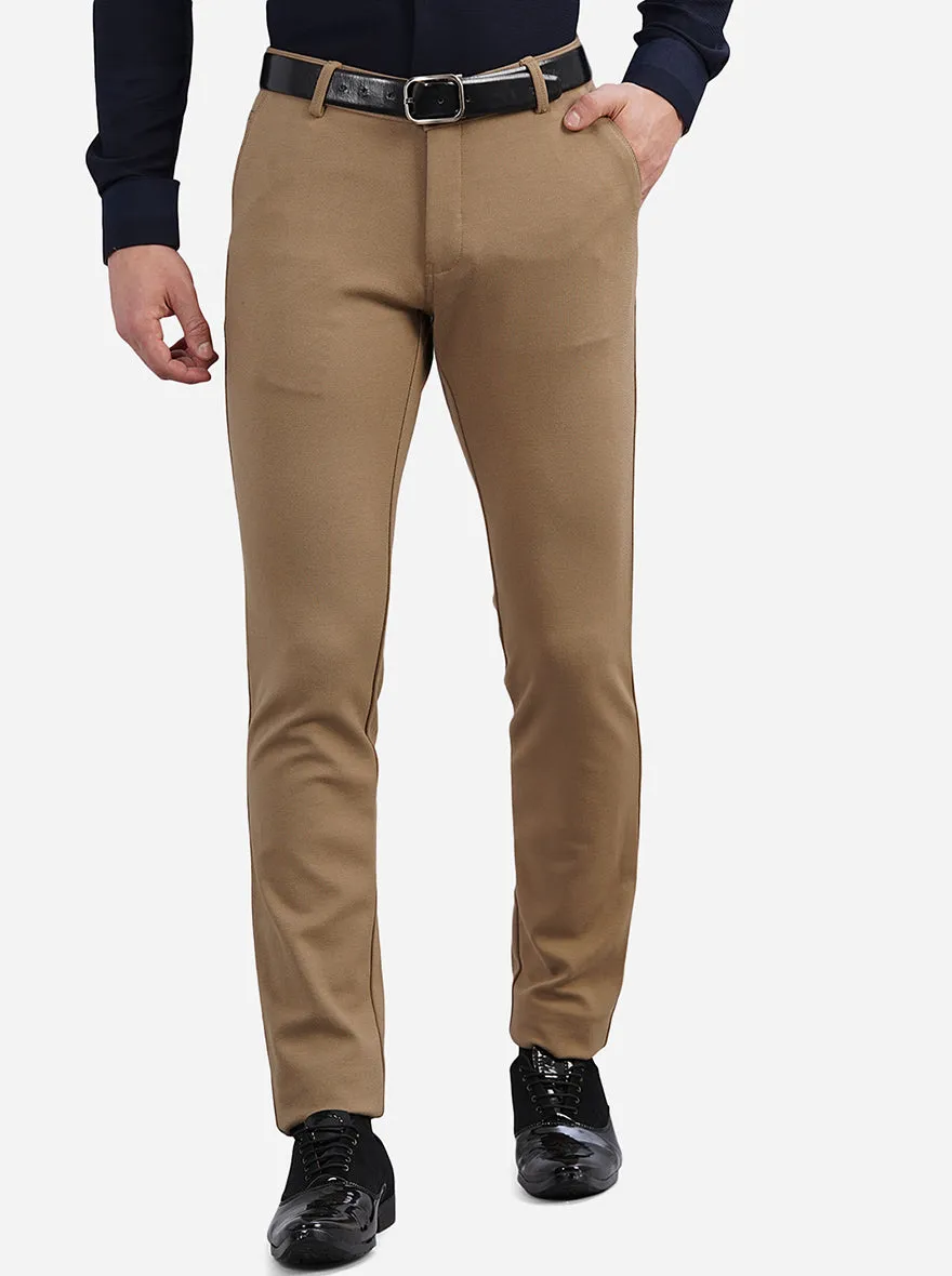 Khaki Solid Slim Fit Club Wear Trouser | JB Studio