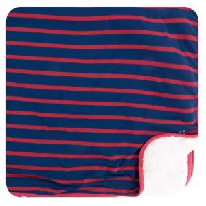 KicKee Pants Everyday Heroes Navy Stripe Sherpa-Lined Toddler Blanket