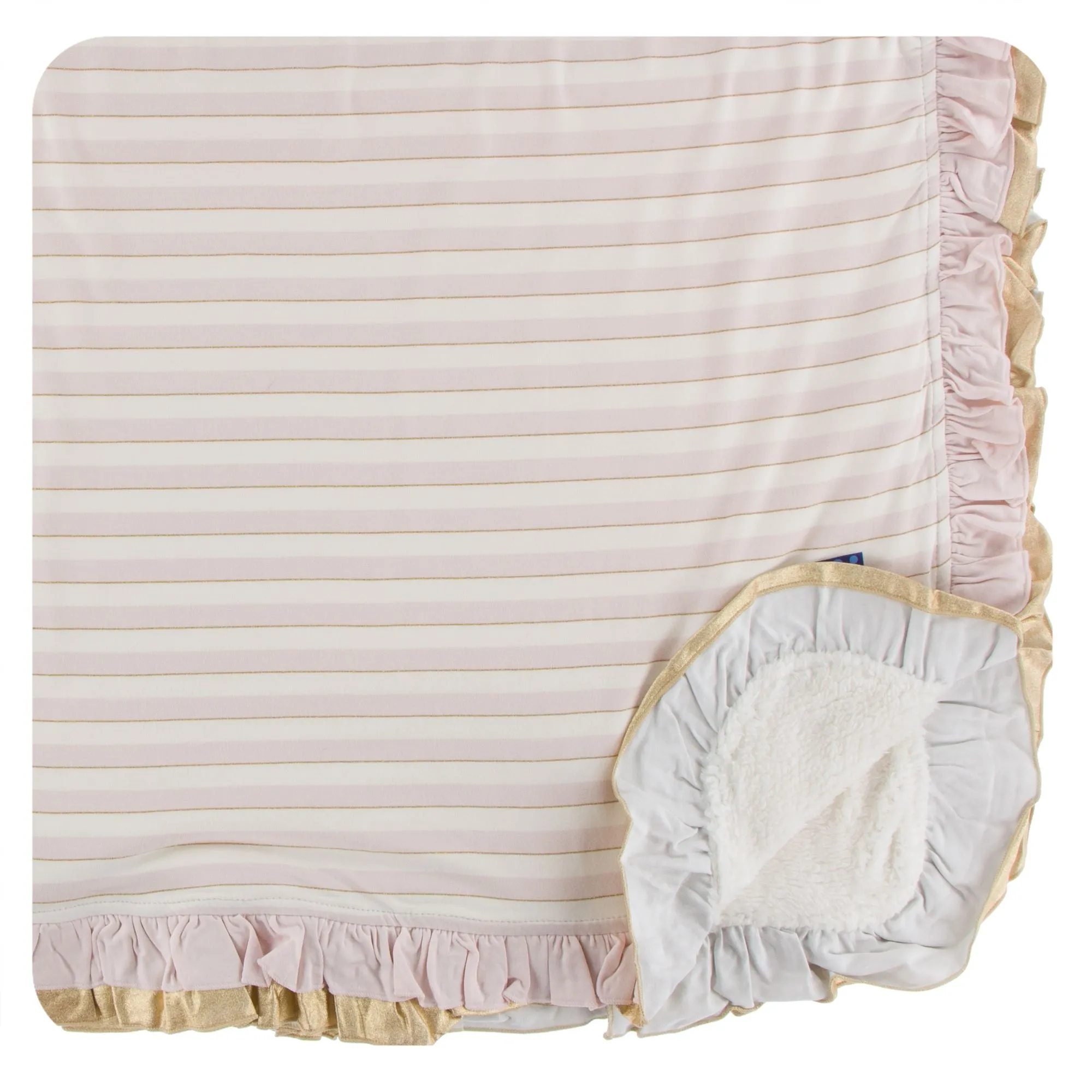 KicKee Pants Everyday Heroes Sweet Stripe Sherpa-Lined Double Ruffle Toddler Blanket