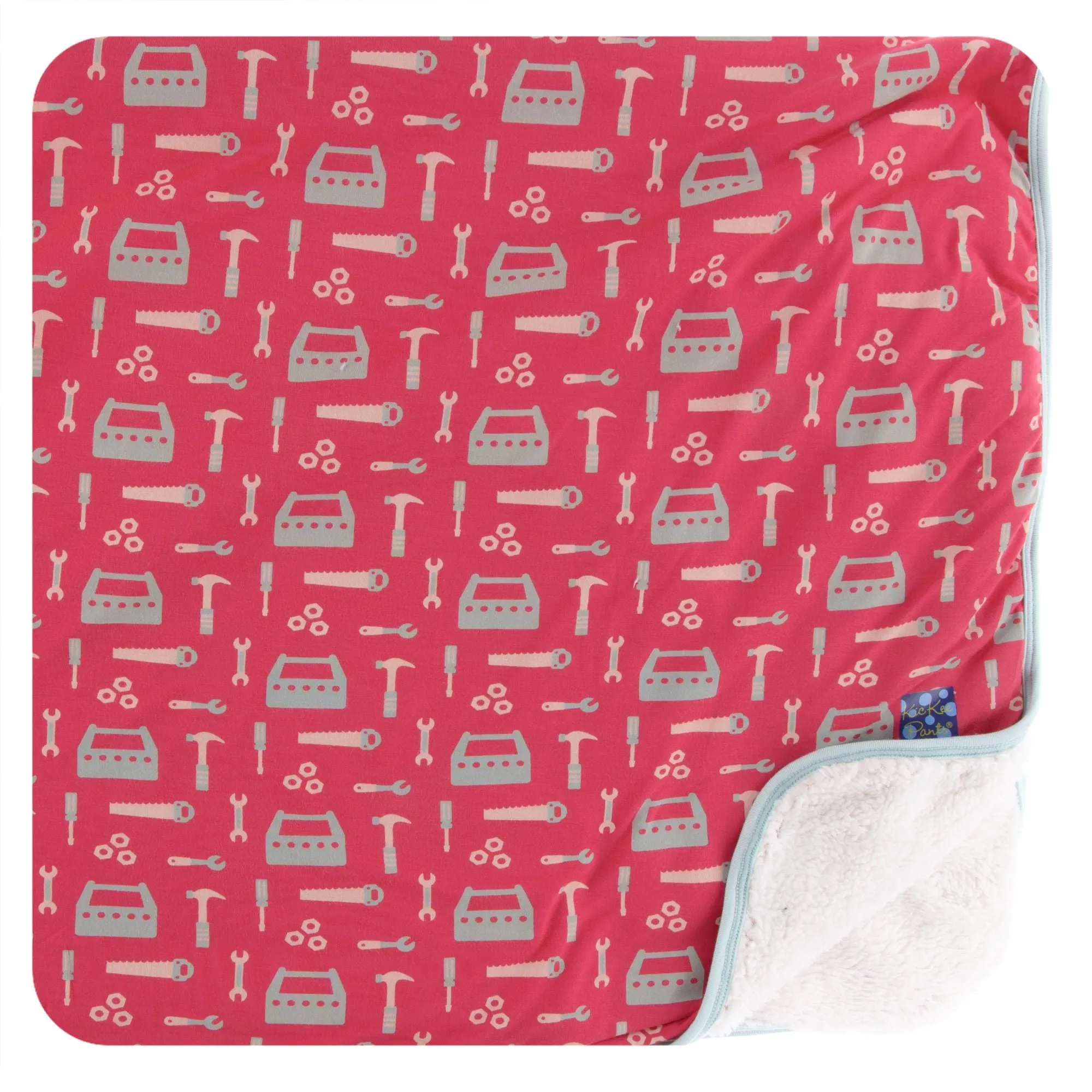 KicKee Pants Flag Red Construction Sherpa-Lined Toddler Blanket