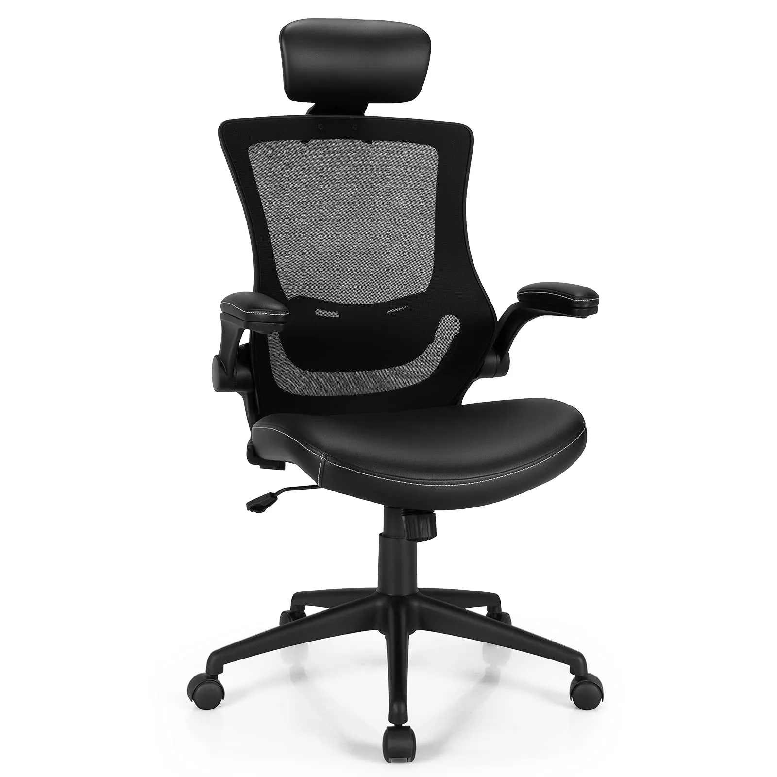 KOMFOTT High Back Mesh Office Chair with PU Leather Seat