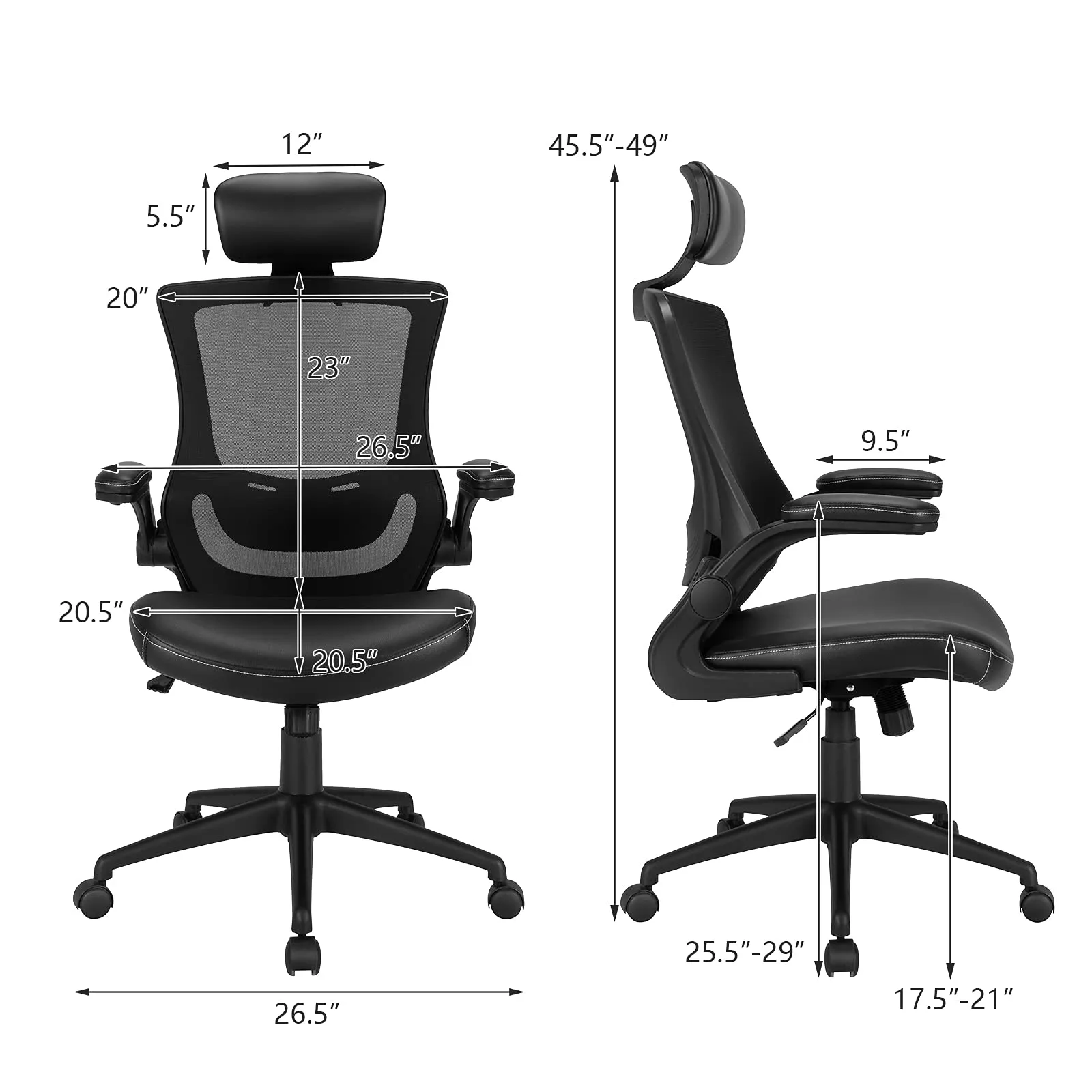 KOMFOTT High Back Mesh Office Chair with PU Leather Seat