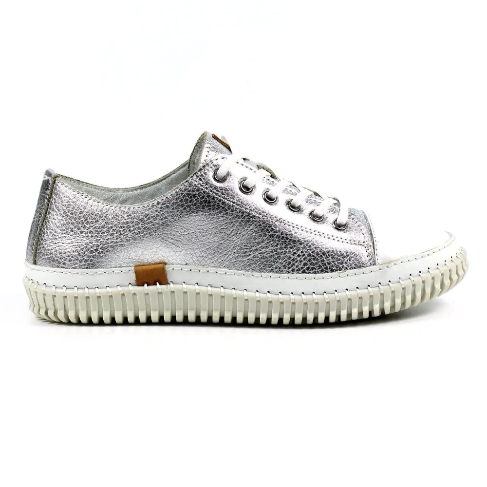 Lazy Dogz Starlet Silver Womens Casual Comfort Leather Trainers Shoes