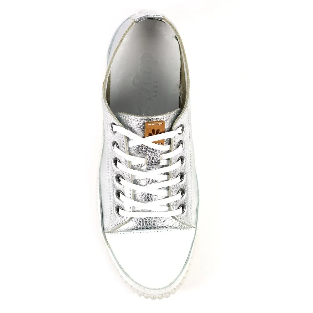 Lazy Dogz Starlet Silver Womens Casual Comfort Leather Trainers Shoes