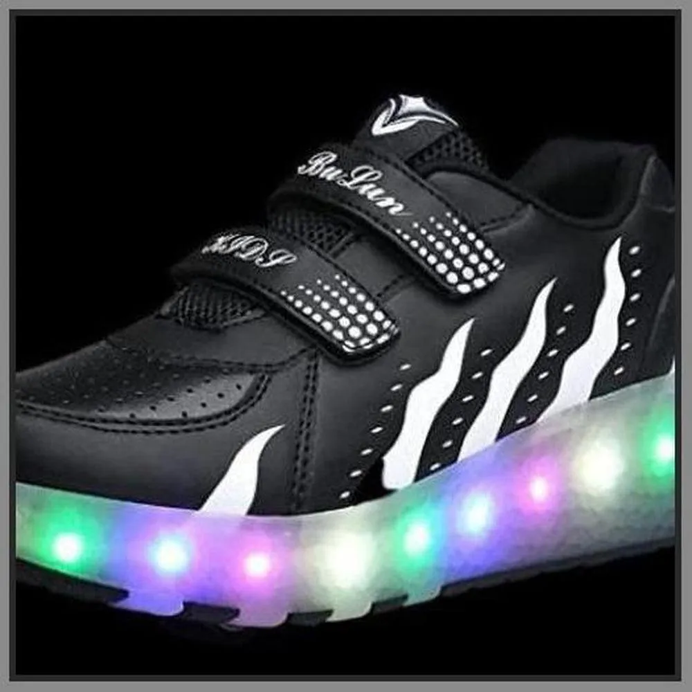 Led Roller Shoes For Kids 2 Wheel Black & White  | Best Selling Led Light Shoes  | Kids Led Light Roller Heel Wheel Shoes