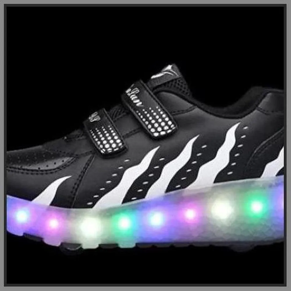 Led Roller Shoes For Kids 2 Wheel Black & White  | Best Selling Led Light Shoes  | Kids Led Light Roller Heel Wheel Shoes