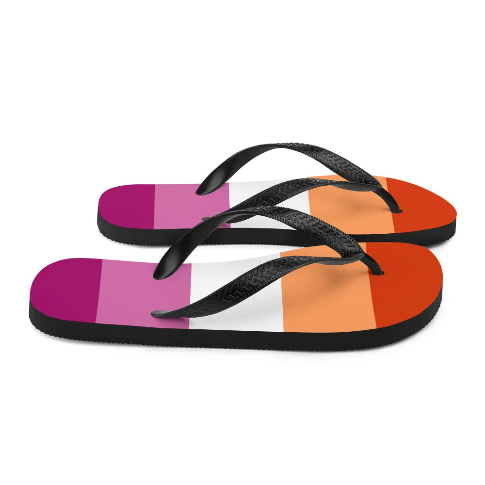 Lesbian 5 Stripe Flag Flip Flops