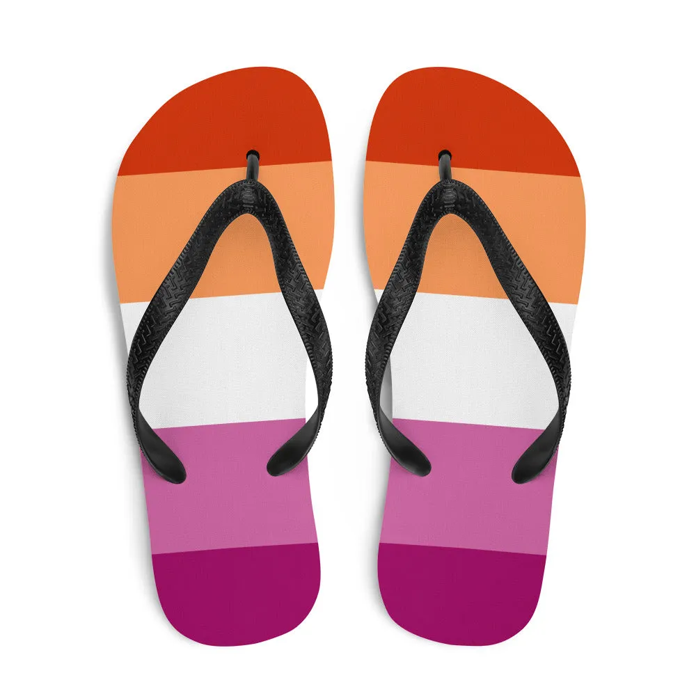 Lesbian 5 Stripe Flag Flip Flops