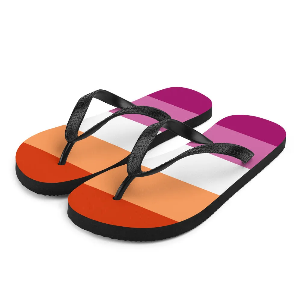 Lesbian 5 Stripe Flag Flip Flops