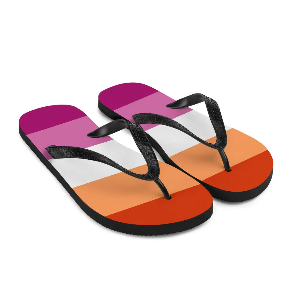 Lesbian 5 Stripe Flag Flip Flops