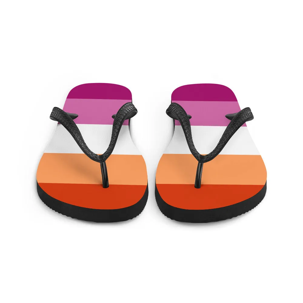 Lesbian 5 Stripe Flag Flip Flops