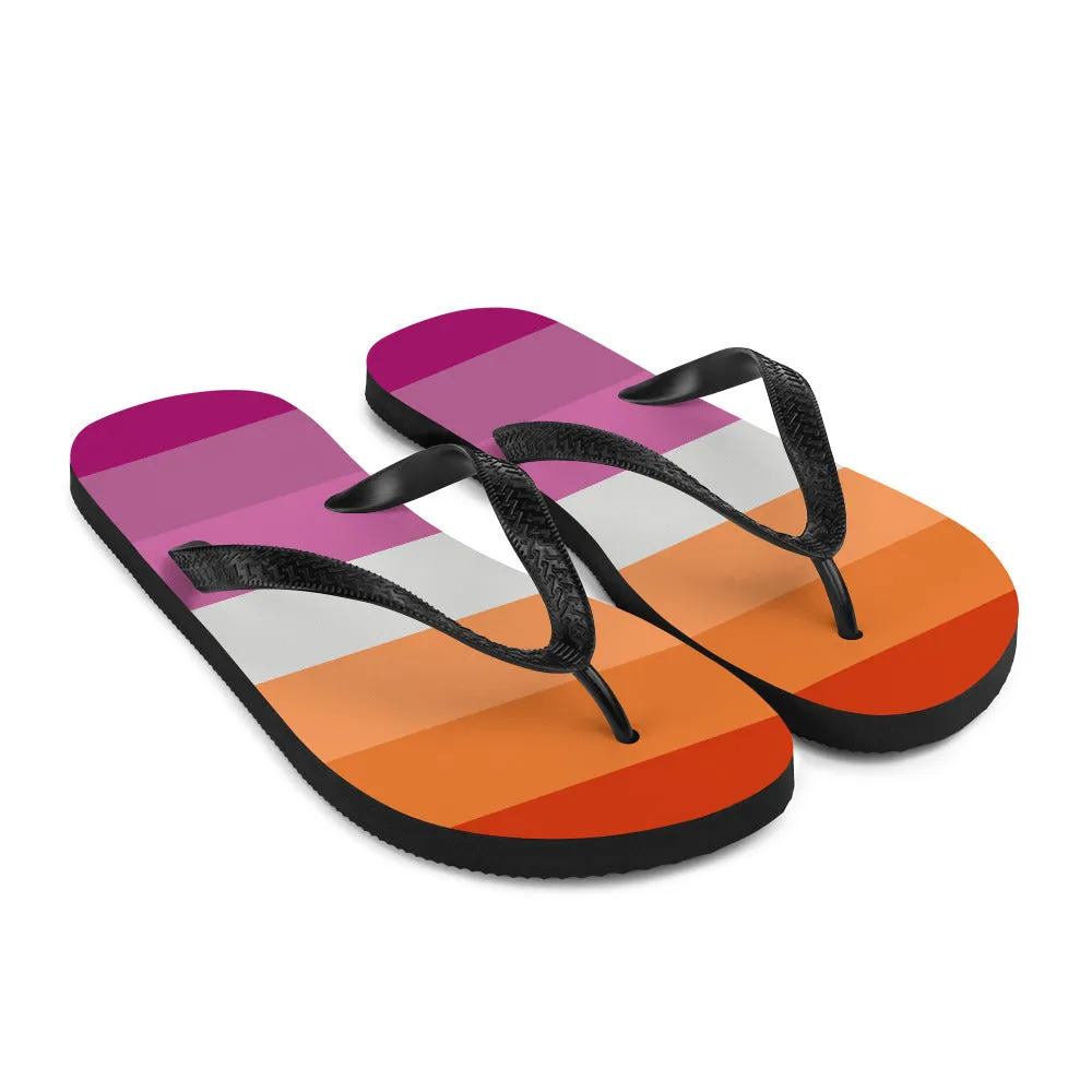 Lesbian 7 Stripe Flag Flip-Flops