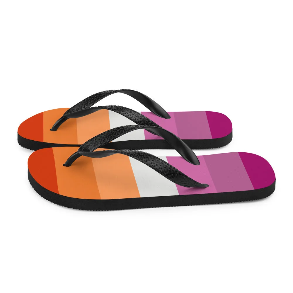 Lesbian 7 Stripe Flag Flip-Flops