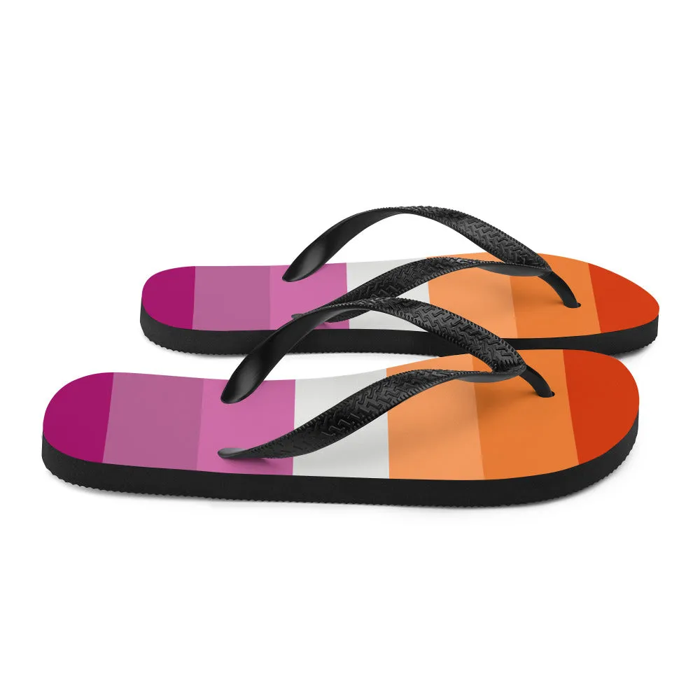 Lesbian 7 Stripe Flag Flip-Flops