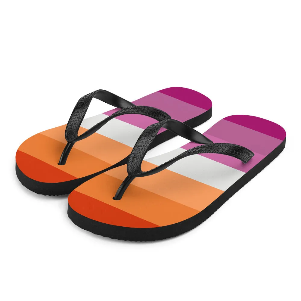 Lesbian 7 Stripe Flag Flip-Flops