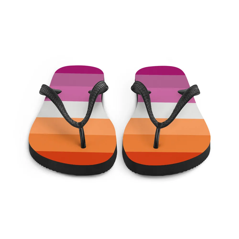 Lesbian 7 Stripe Flag Flip-Flops