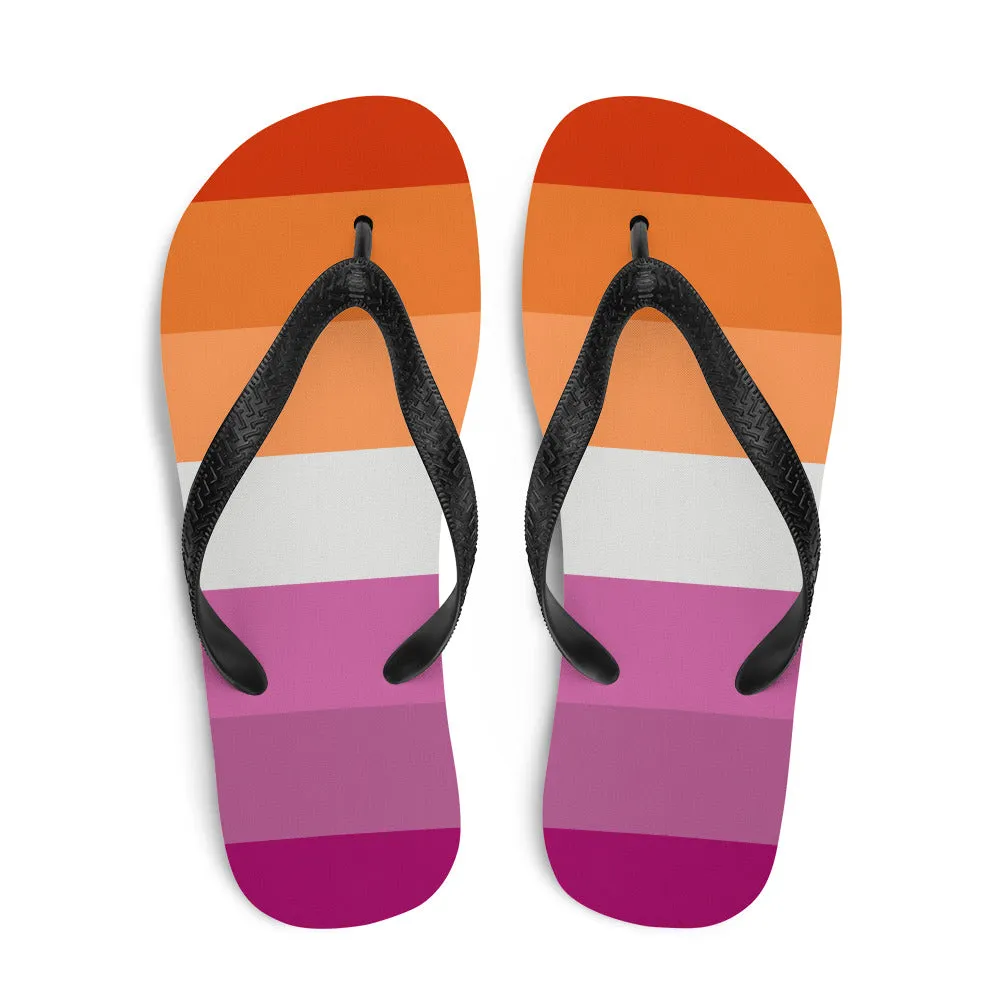 Lesbian 7 Stripe Flag Flip-Flops