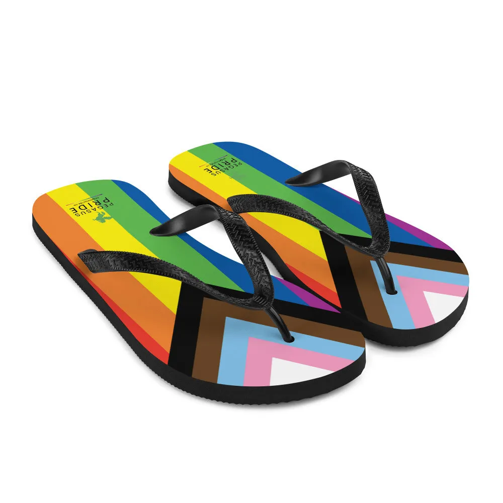 LGBTQ Pride Flag Flip-Flops Sandals - Progress Daniel Quasar