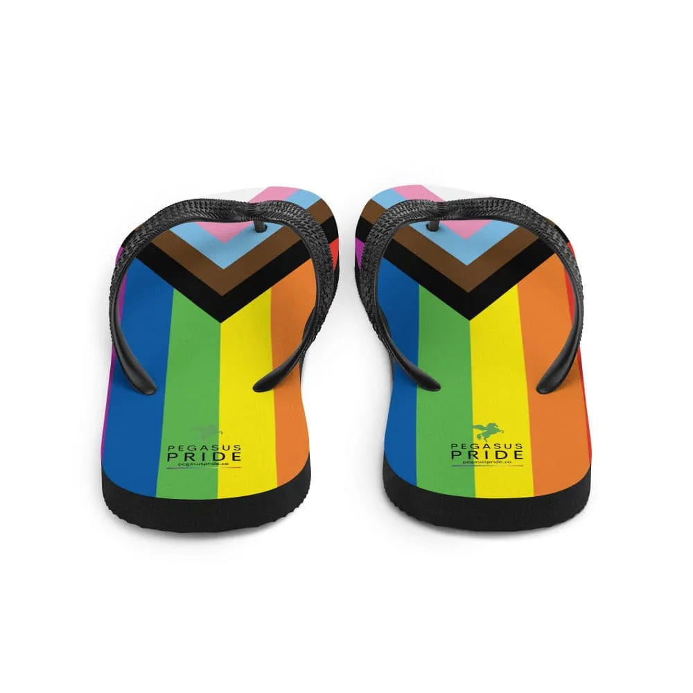 LGBTQ Pride Flag Flip-Flops Sandals - Progress Daniel Quasar