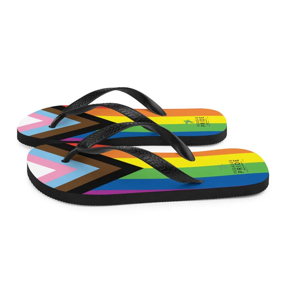 LGBTQ Pride Flag Flip-Flops Sandals - Progress Daniel Quasar