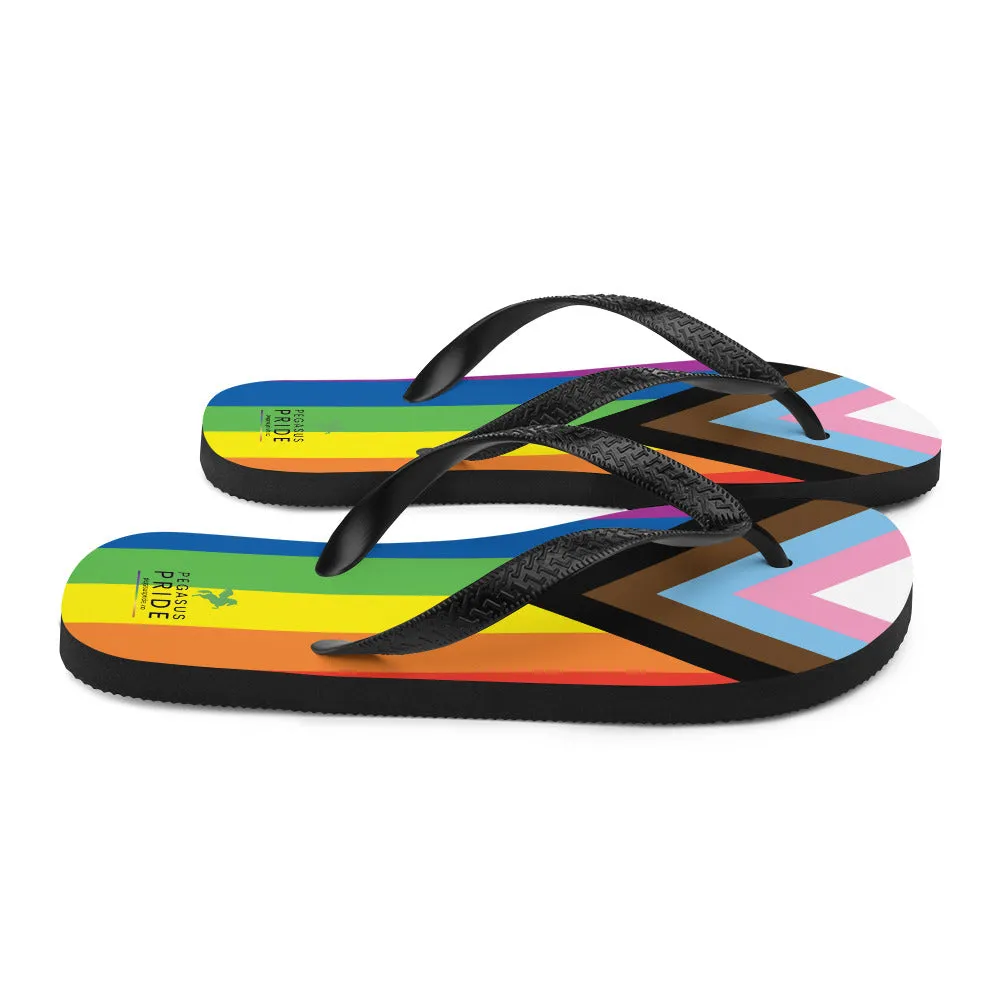 LGBTQ Pride Flag Flip-Flops Sandals - Progress Daniel Quasar