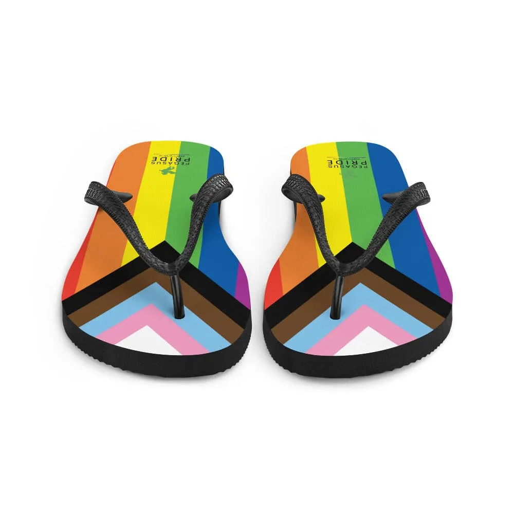 LGBTQ Pride Flag Flip-Flops Sandals - Progress Daniel Quasar