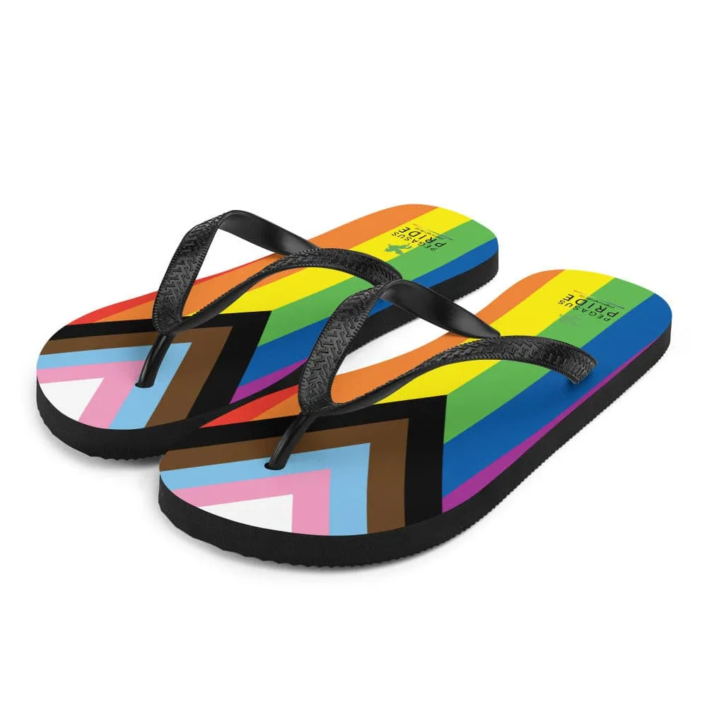 LGBTQ Pride Flag Flip-Flops Sandals - Progress Daniel Quasar