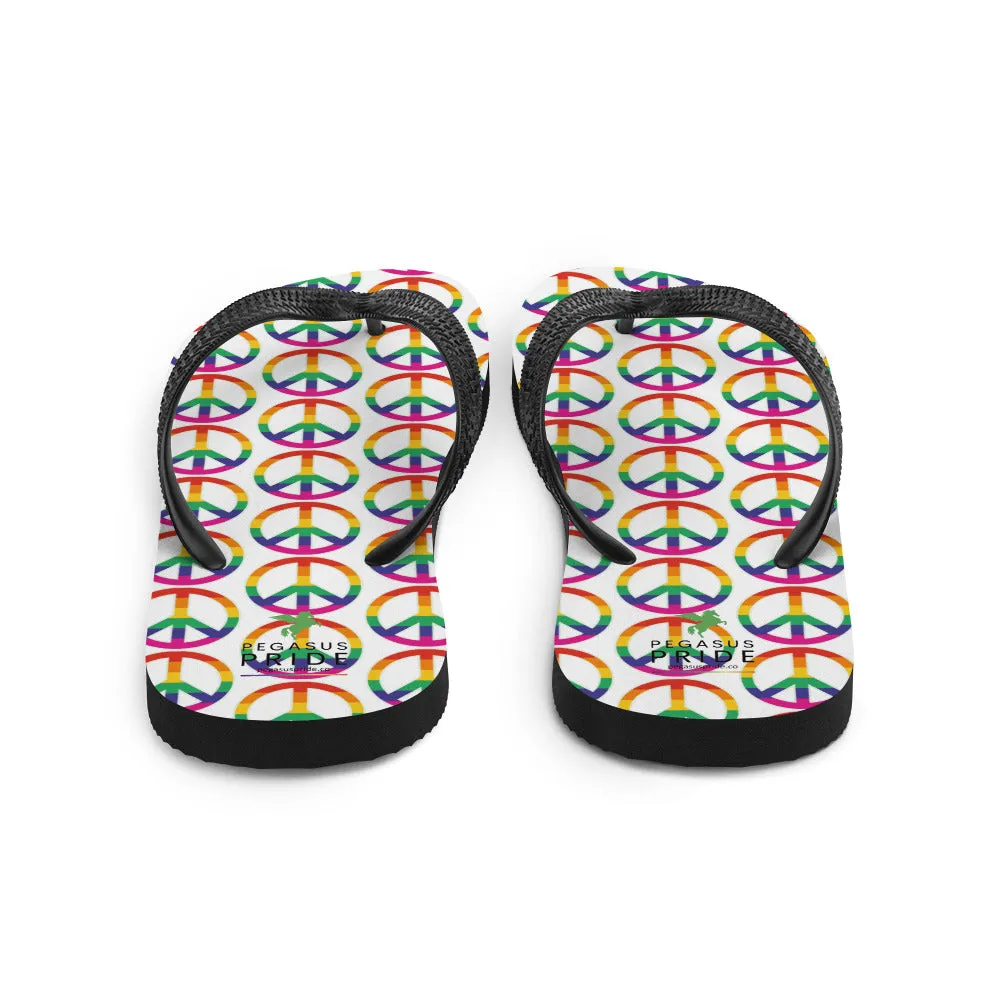 LGBTQ Pride Flip-Flops Sandals - Peace Sign Symbol