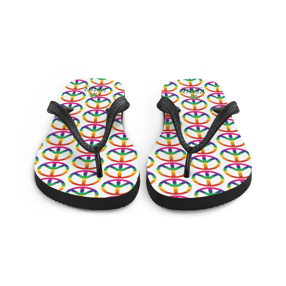 LGBTQ Pride Flip-Flops Sandals - Peace Sign Symbol