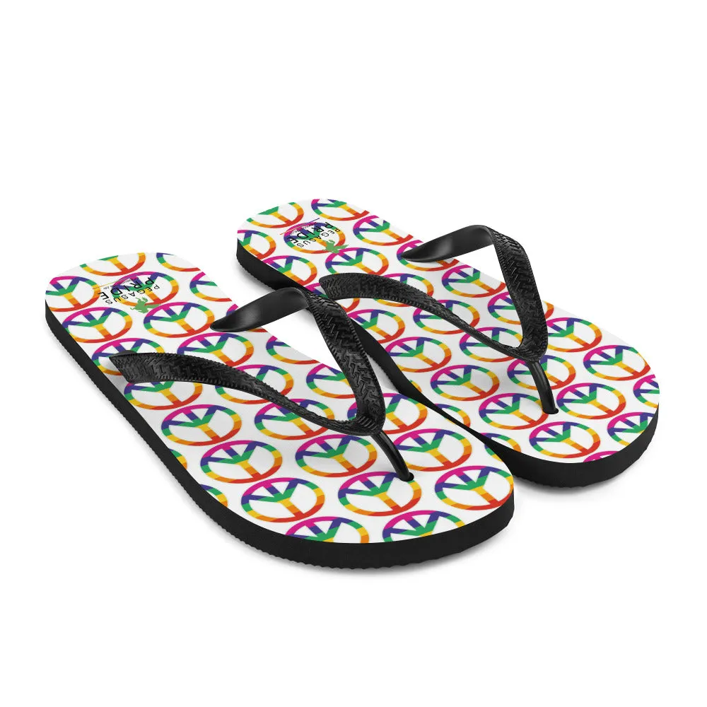 LGBTQ Pride Flip-Flops Sandals - Peace Sign Symbol