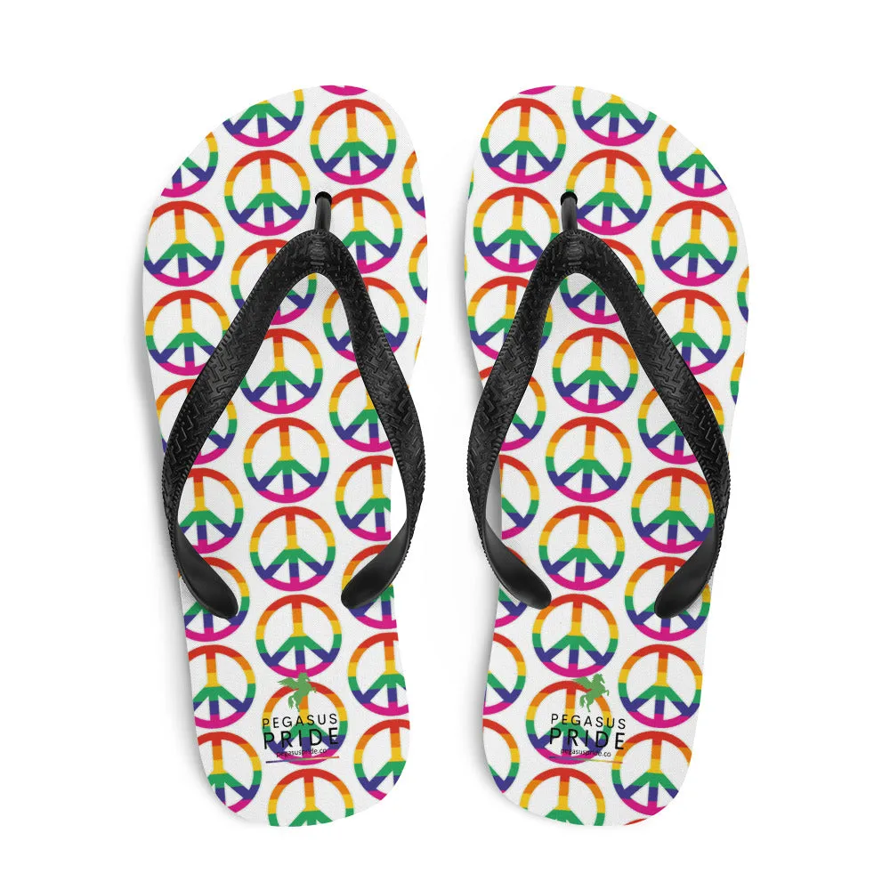 LGBTQ Pride Flip-Flops Sandals - Peace Sign Symbol