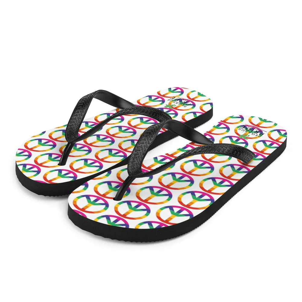 LGBTQ Pride Flip-Flops Sandals - Peace Sign Symbol