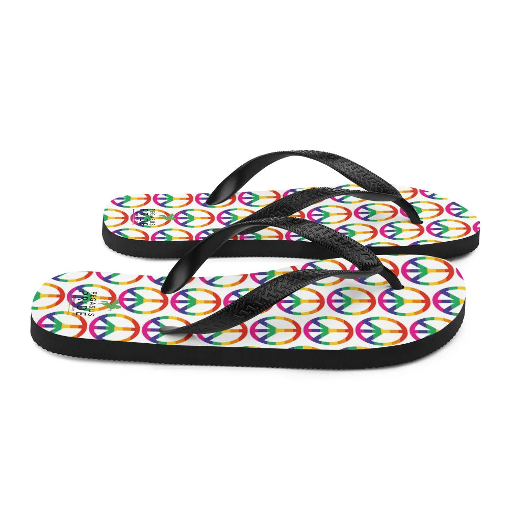 LGBTQ Pride Flip-Flops Sandals - Peace Sign Symbol