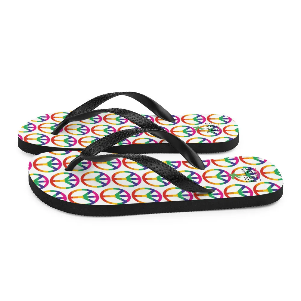 LGBTQ Pride Flip-Flops Sandals - Peace Sign Symbol