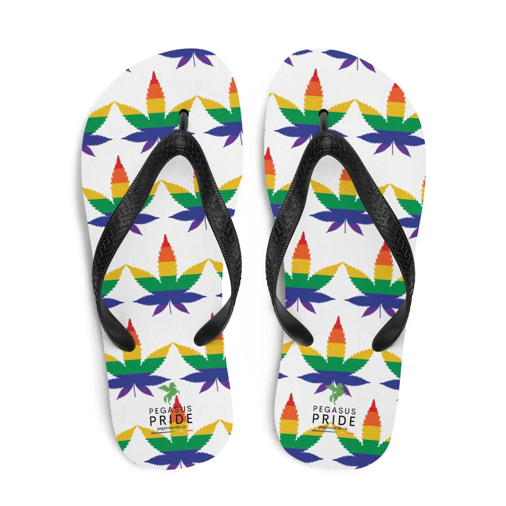 LGBTQ Pride Flip-Flops Sandals - Weed