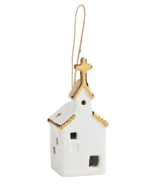 Light-Up Ceramic Church Ornament