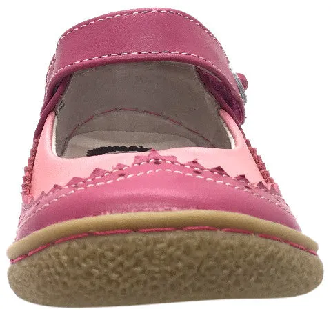 Livie & Luca Girl's Tootles Pink Leather Mary Jane Flat Shoe with Contrasting Upper Trim