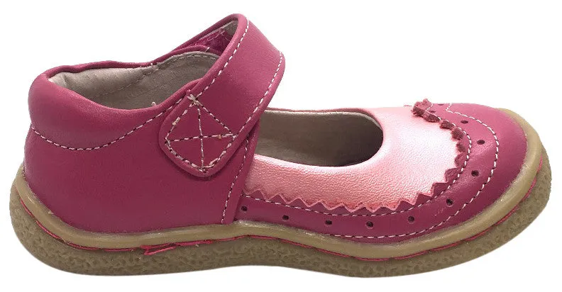 Livie & Luca Girl's Tootles Pink Leather Mary Jane Flat Shoe with Contrasting Upper Trim