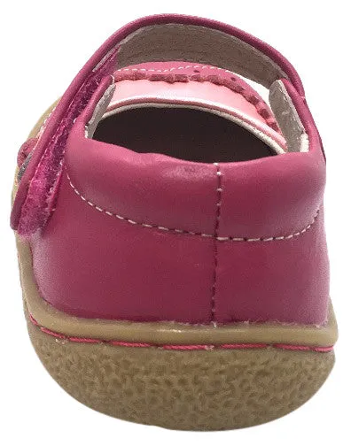 Livie & Luca Girl's Tootles Pink Leather Mary Jane Flat Shoe with Contrasting Upper Trim