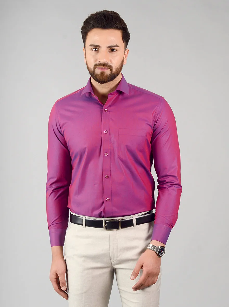 Magenta Solid Slim Fit Evening Wear Shirt | Metal