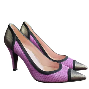 Marc Jacob's Purple Rib Pumps with Metallic Pointy Toe Tip Size 37