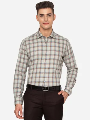 Maroon & Grey Checked Slim Fit Formal Shirt | JadeBlue