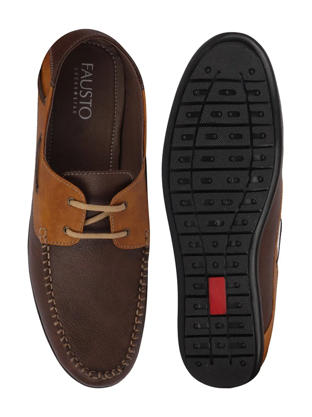 Men Brown Lace Up Boat Shoes