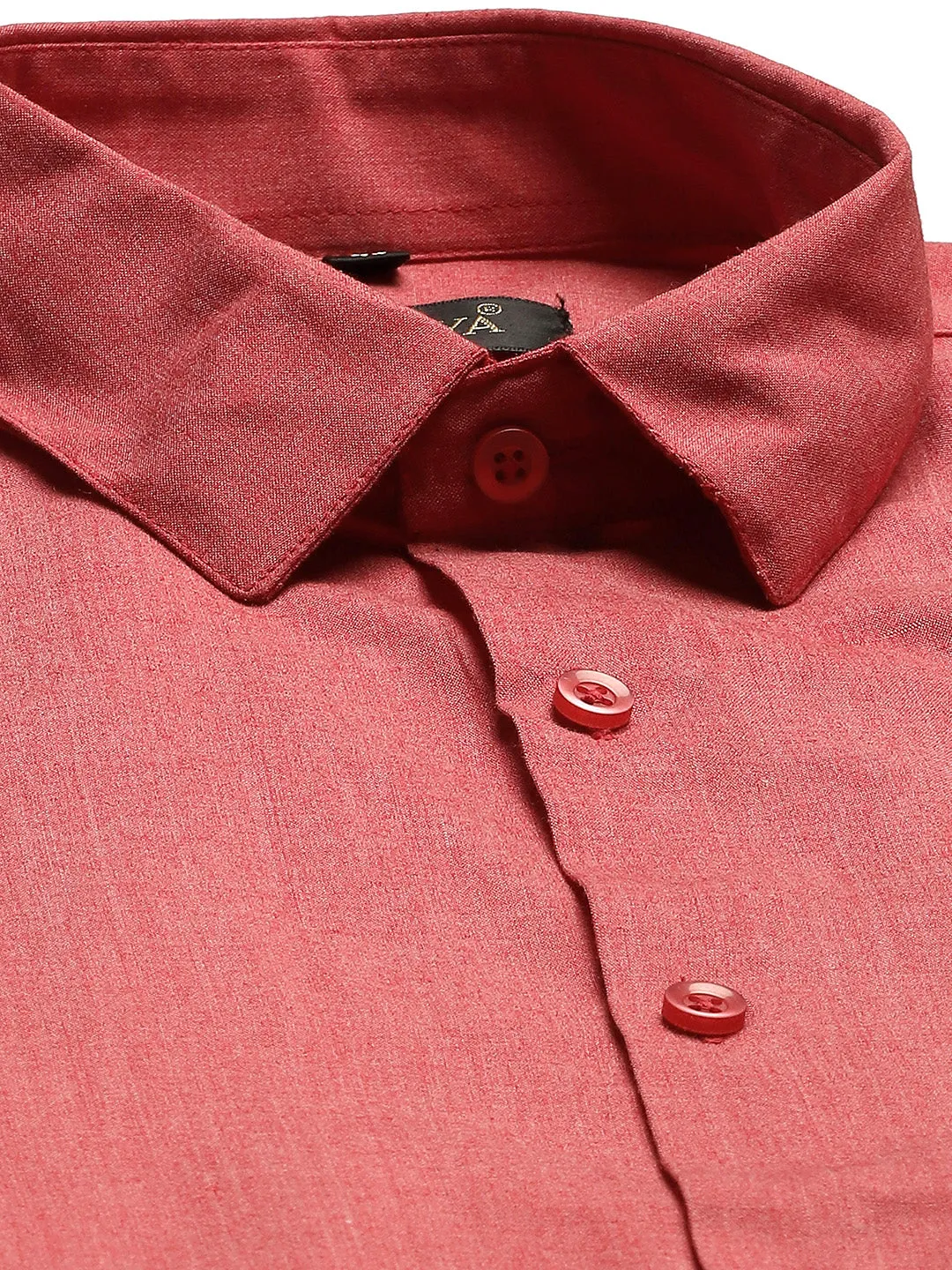 Men's Cotton Coral Red Classic Formal Shirt - Sojanya