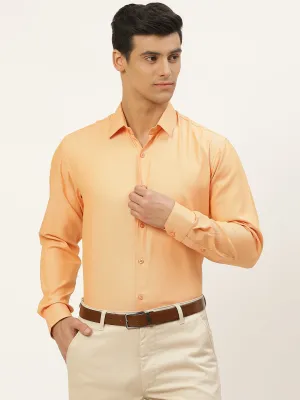 Men's Cotton Coral Self Design Classic Formal Shirt - Sojanya