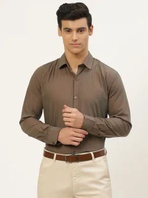 Men's Cotton Dark Brown Classic Formal Shirt - Sojanya