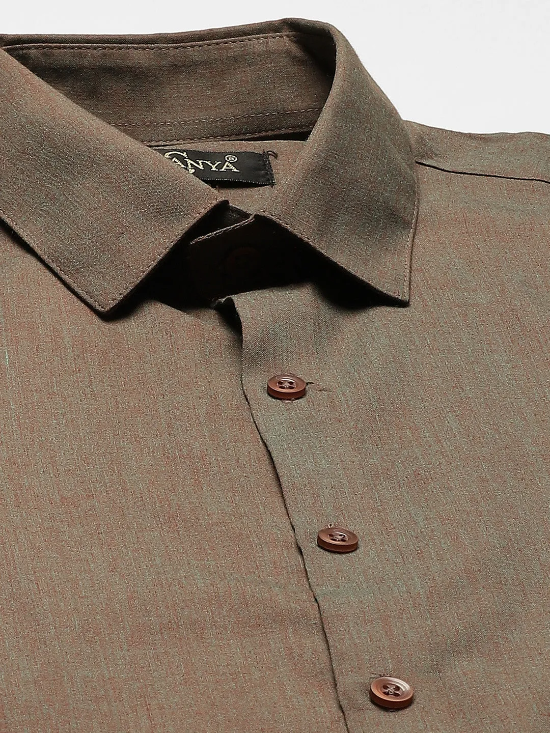 Men's Cotton Dark Brown Classic Formal Shirt - Sojanya