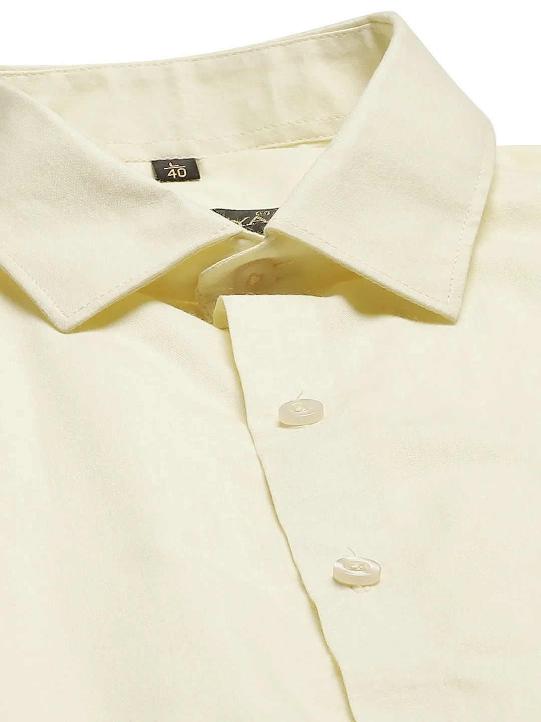 Men's Cotton Lemon Yellow Classic Formal Shirt - Sojanya