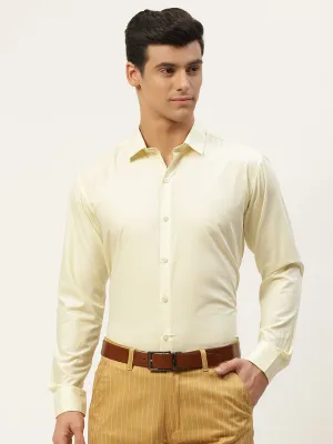 Men's Cotton Lemon Yellow Classic Formal Shirt - Sojanya